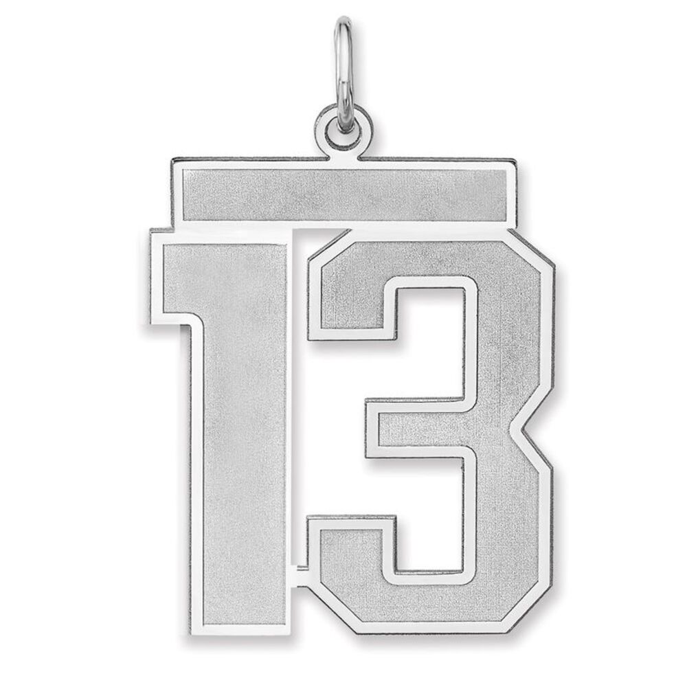 Sterling Silver, Jersey Collection, Extra Large Number 13 Pendant